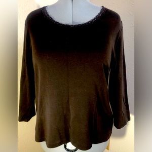 Laura Ashley brown 3/4 length sleeve with lace collar size XL.